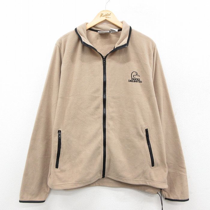 XL/古着 長袖 フリース ジャケット メンズ DUCKS UNLIMITED ベージュ 