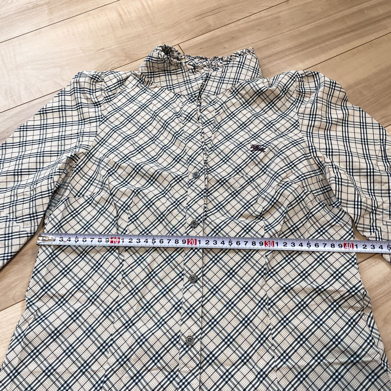 バーバリーブルーレーベル BURBERRY BLUE LABEL ワンピース ひざ丈 ノースリーブ チェック 紐ベルト付 38 ベージュ /HS レディース BURBERRY BLUE LABEL バーバリー ブルーレーベル 二つ折り