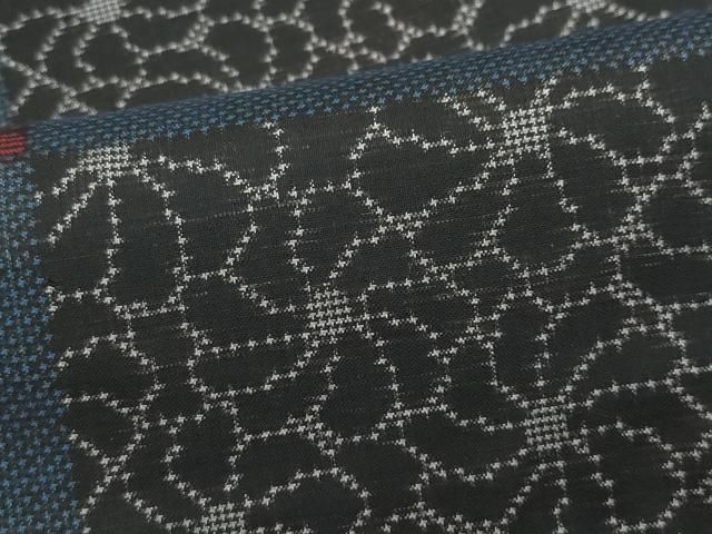 平和屋着物○本場大島紬 7マルキ 泥染め 横段花文 井上絹織物謹製 証紙  