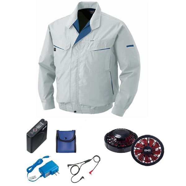 KU90470 空調服 R 綿・ポリ混紡 FAN2200BR・RD9261・LISUPER1セット ネイビー 3L KU90470 空調服 R 綿・ポリ混紡 FAN2200BR・RD9261・LISUPER1セット