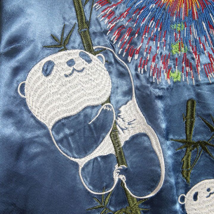 Japanesque ジャパネスク 花火にパンダ 和柄 刺繍 スカジャン 3RSJ-039