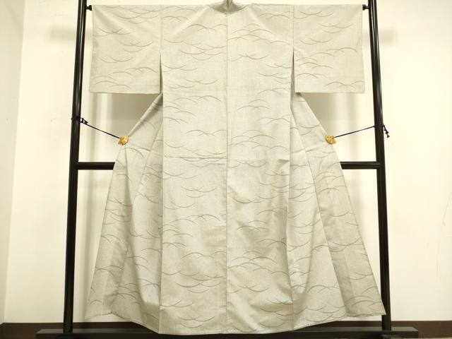 平和屋着物▽上質な紬　単衣　芝文　正絹　逸品　DAAV3169du