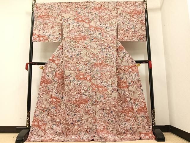 平和屋着物□上質な小紋 辻が花 ロング丈 正絹 逸品 AAAX9664ph