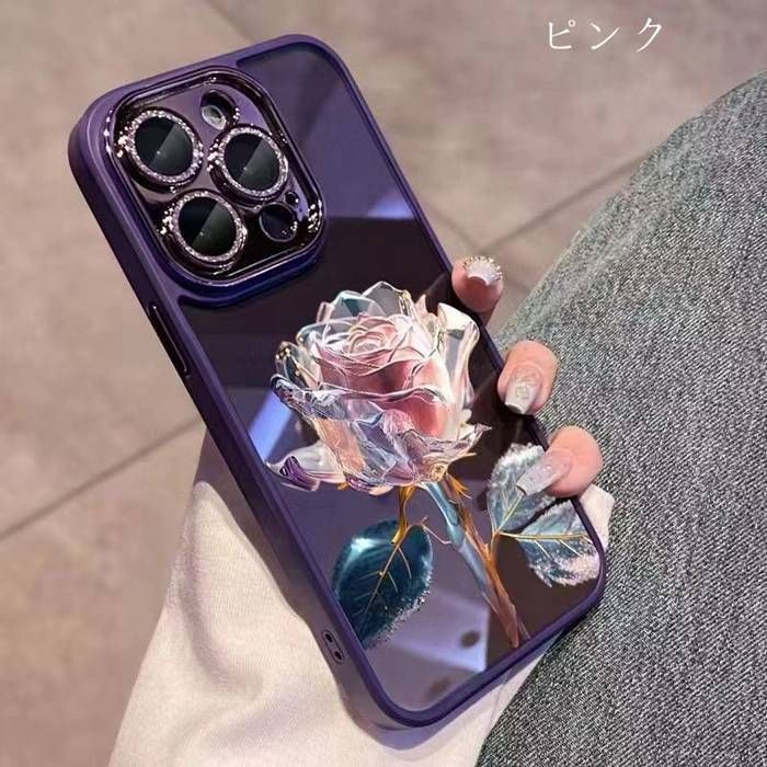 iPhone16rose様 iphone16 スマホケース アイフォンケース 花 ローズ付き ケース
