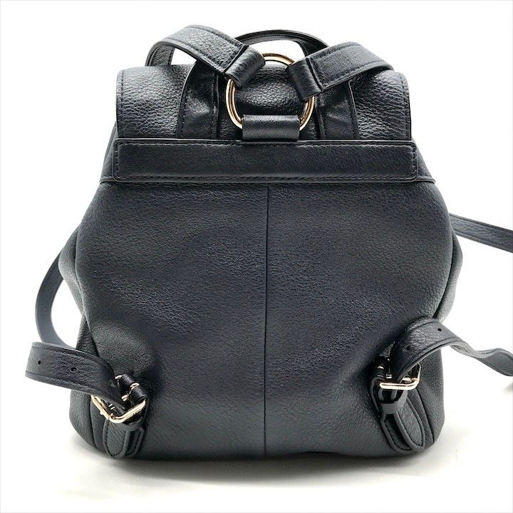 良品 COACH コーチ リュック バックパック レザー ネイビー レディース  