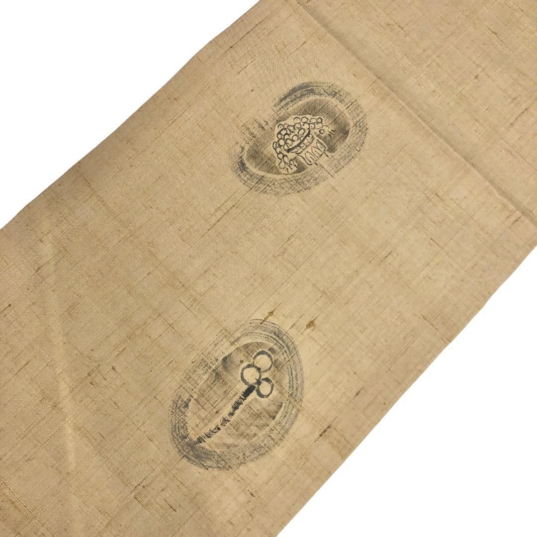 夏帯 名古屋帯 作家物 紬 墨書き 枯野色 O-5091 夏帯 名古屋帯 作家物 紬 墨書き 枯野色 O-5091