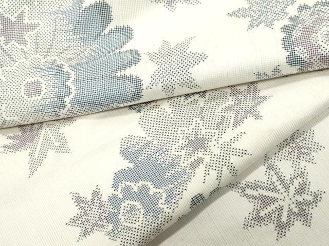 平和屋着物○本場大島紬 白大島 7マルキ 草花文 正絹 逸品 CAAR8266vf