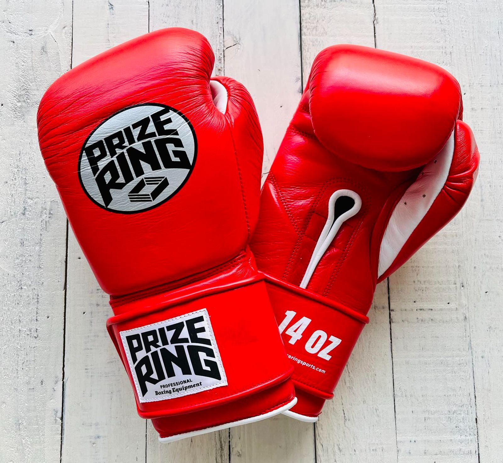 宝物 ボクシンググローブ SX 本革製 Professional 赤|白 RING プライズリング 14oz PRIZE