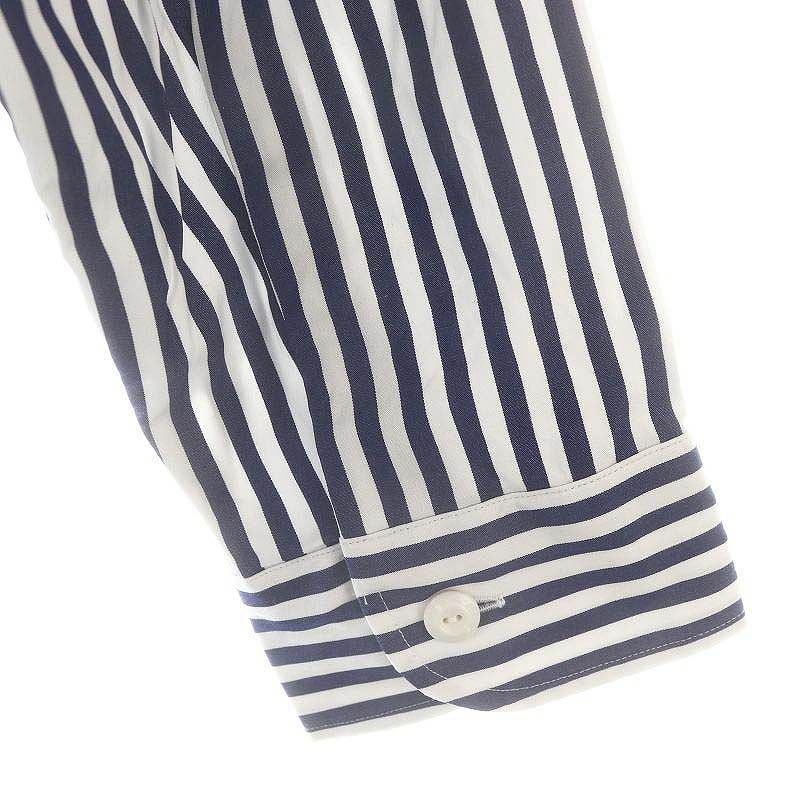 マディソンブルー 青と白のストライプ 長袖シャツ