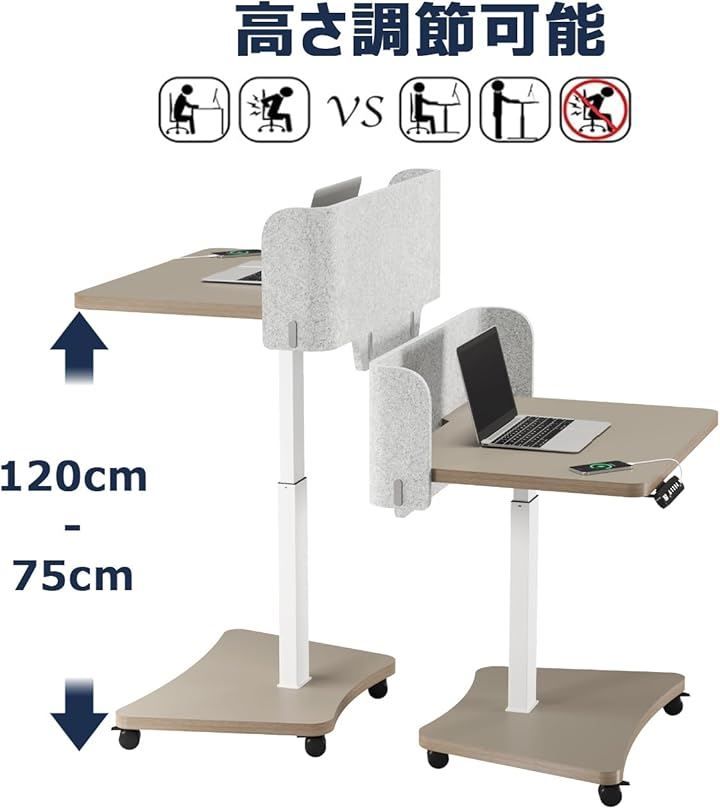 Radlove 昇降デスク パソコンデスク 昇降式 サイドテーブル 電動昇降式