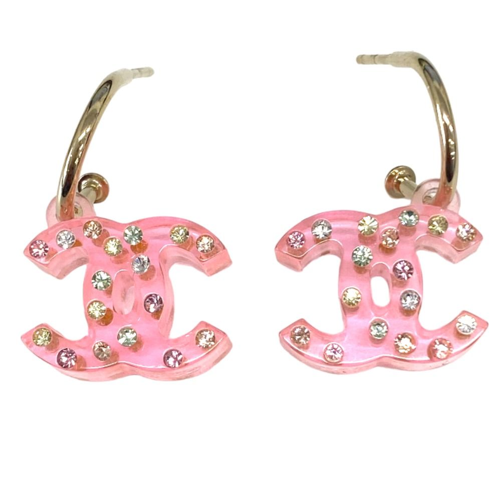 CHANEL ピアス ココマーク ピンク 透明