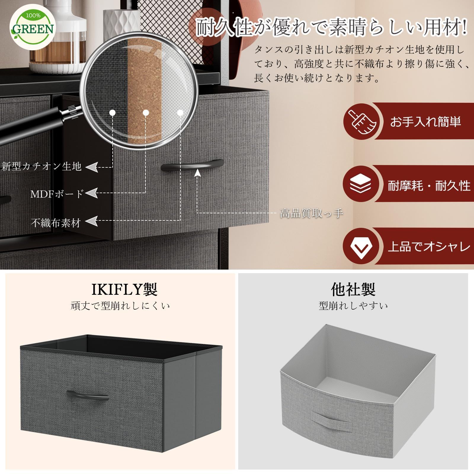 テレビボード 収納ボックス 布製 USBポート付き洋服タンス マルチ