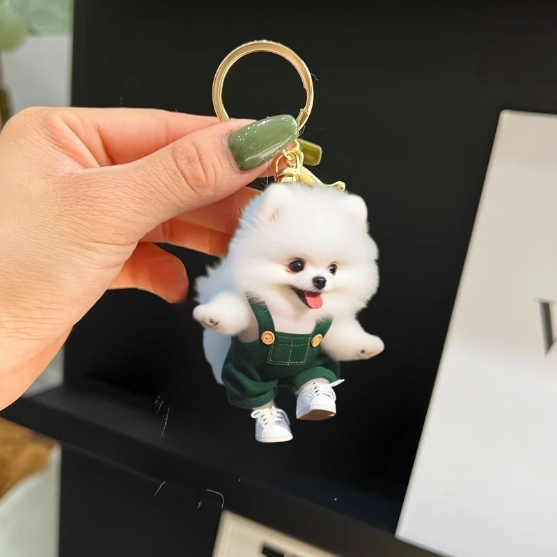 キーホルダー 子犬 ポメラニアン オーバーオール 2D アクリル