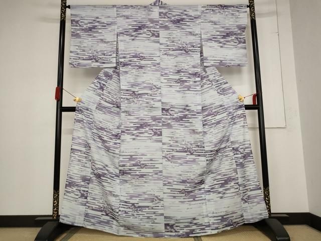 平和屋着物＊夏物 小紋 絽 エ霞草花文 洗える着物 AABB8681st