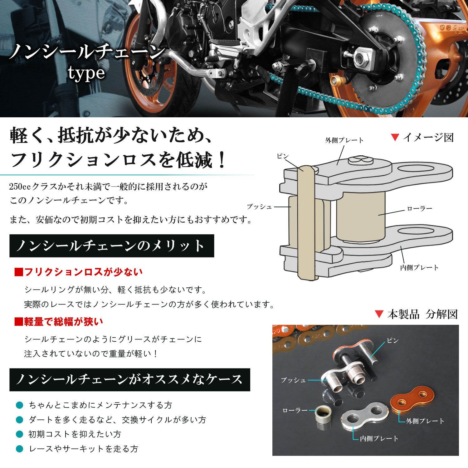 CYC バイクチェーン 蛍光グリーン 緑 420-120L カラーチェーン ドライブチェーン ノンシールチェーン ☆車種検索可☆CYC 525-120L バイクチェーン 蛍光グリーン CYC バイク