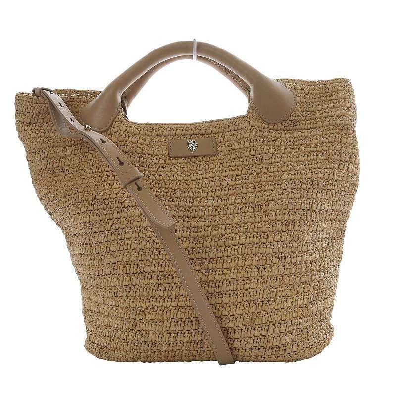 ヘレンカミンスキー HELEN KAMINSKI ショルダーバッグ ラフィア×レザー ダークブラウン 美品 バッグ ヘレンカミンスキー ラフィア ショルダーバッグ HELEN KAMINSKI ヘレン