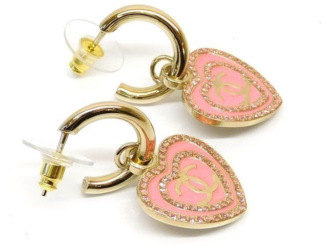楽天市場】[USED/中古]CHANEL シャネル ピアス ココマーク ラインストーン ハート ピンク Ｃ23Ｐ ゴールド A（未使用に近い）ランク  中古 tdc-001382-4d : Warashibe_Casanova