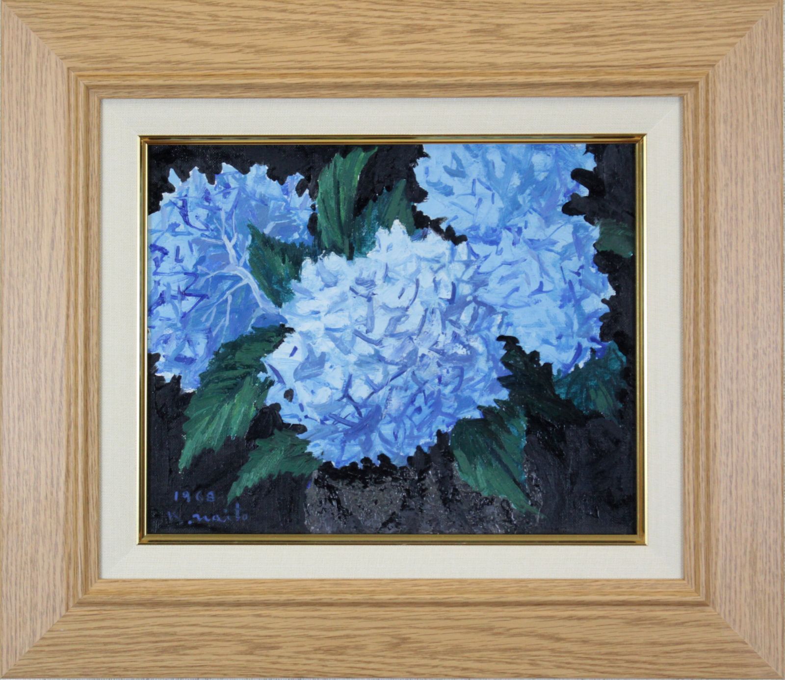 私が描いたアジサイの油絵です。 内藤一男『あじさい』油彩画【真作保証】 絵画 - メルカリ