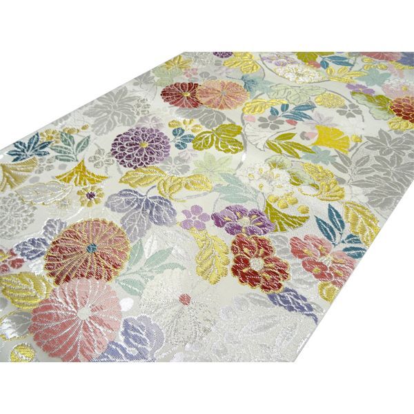新品□お仕立て済み□正絹高級，花の丸文様，上品袋帯
