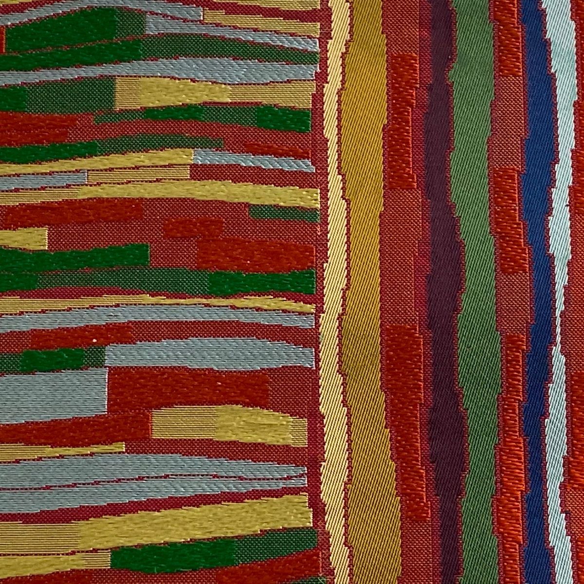 付け帯 秀品 作り帯 幾何学模様 赤 正絹