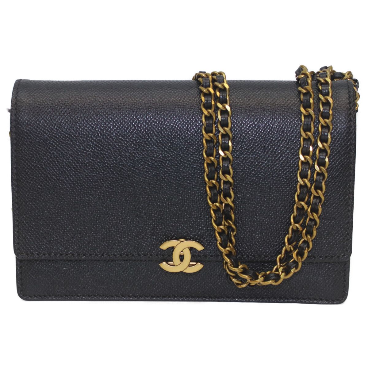 CHANEL シャネル 5番 黒 ｷｬﾋﾞｱ G金具 ﾁｪｰﾝｳｫﾚｯﾄ