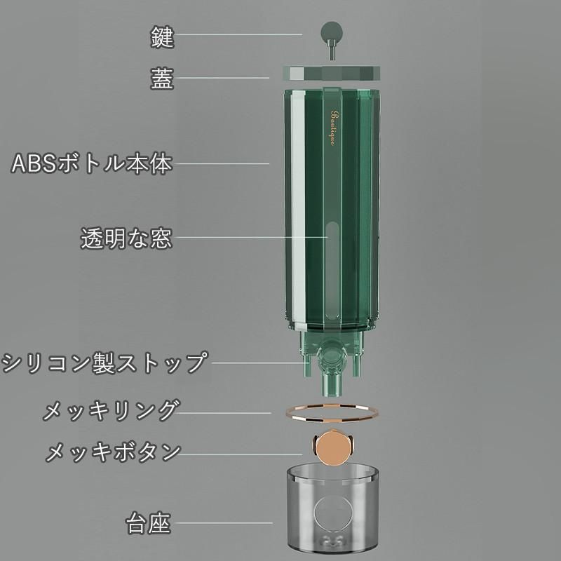 シャンプーディスペンサー シャンプーボトル 3本セット ディスペンサー 下から出る 浮かせる収納 壁掛け 壁面 シールフック 詰め替えボトル お風呂