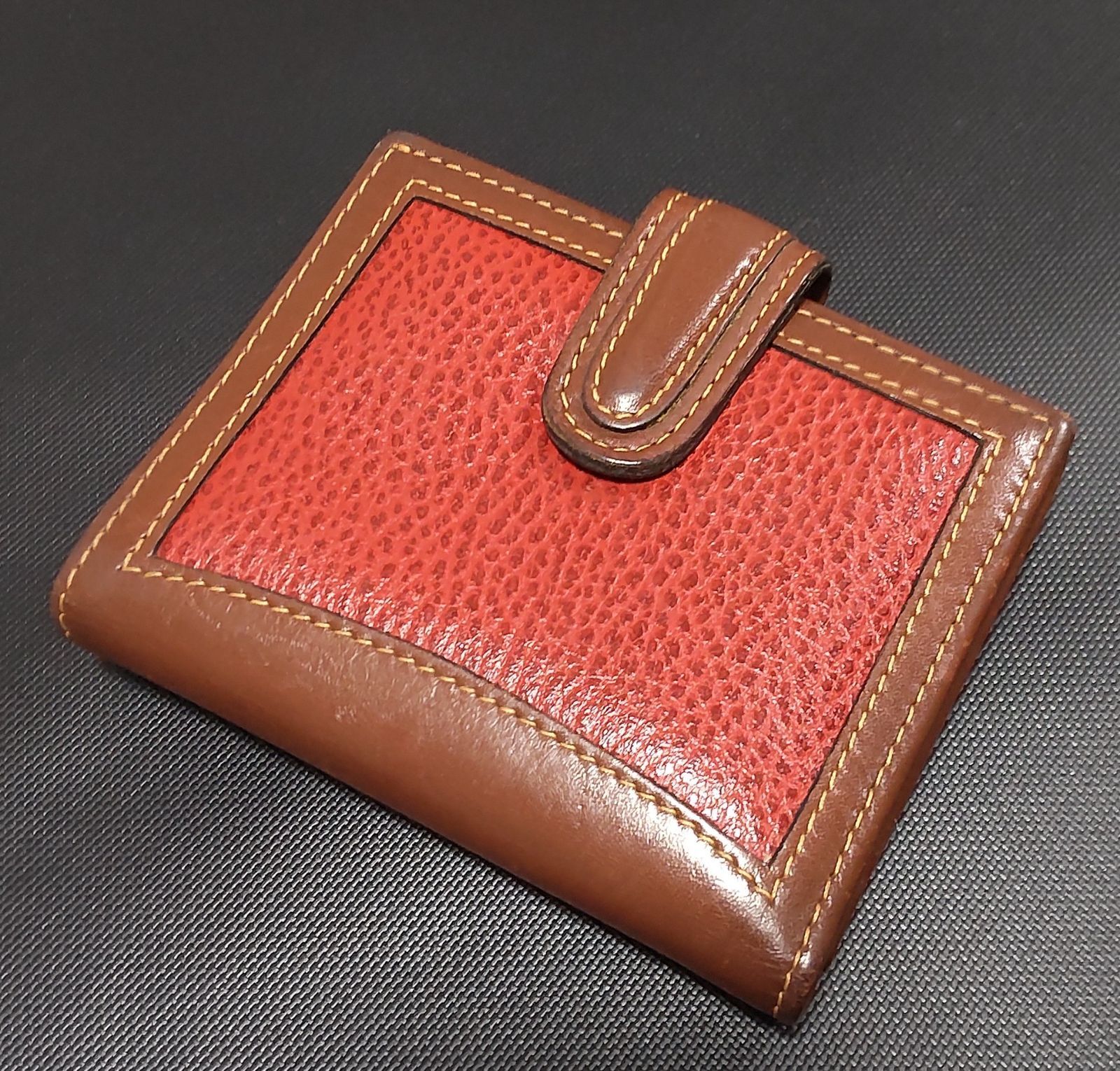 レア【COACH】オールド コーチ 2つ折り 財布 レッド × ブラウン