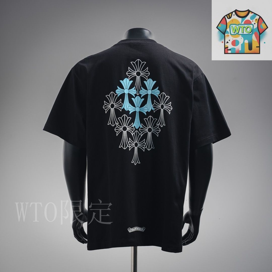 今日特価】Chrome Hearts 25SS Blue Logo Sanskrit Print T