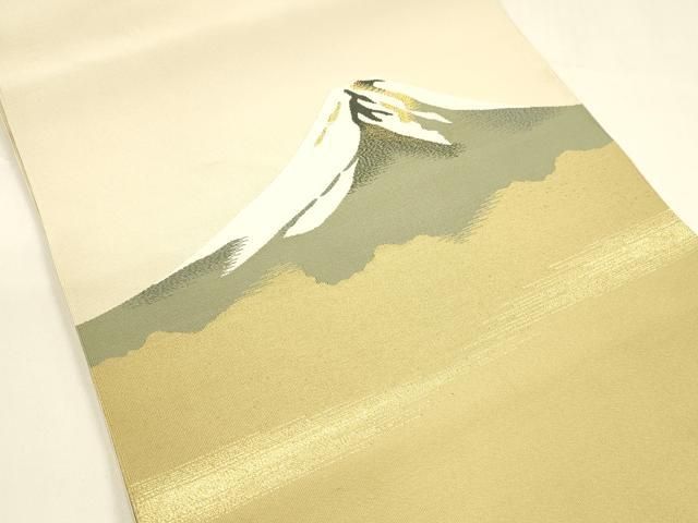 平和屋着物●爪掻き本綴れ　八寸名古屋帯　遠山文　富士山　金糸　正絹　逸品　DAAY8198cm 平和屋着物○爪掻き本綴れ 八寸名古屋帯 遠山文 富士山 金糸