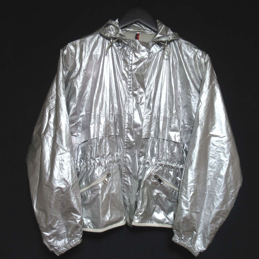 MONCLER モンクレール JAIS ミニワッペン メッシュライニング フーディー ナイロンジャケット 0サイズ シルバー レディース 古着