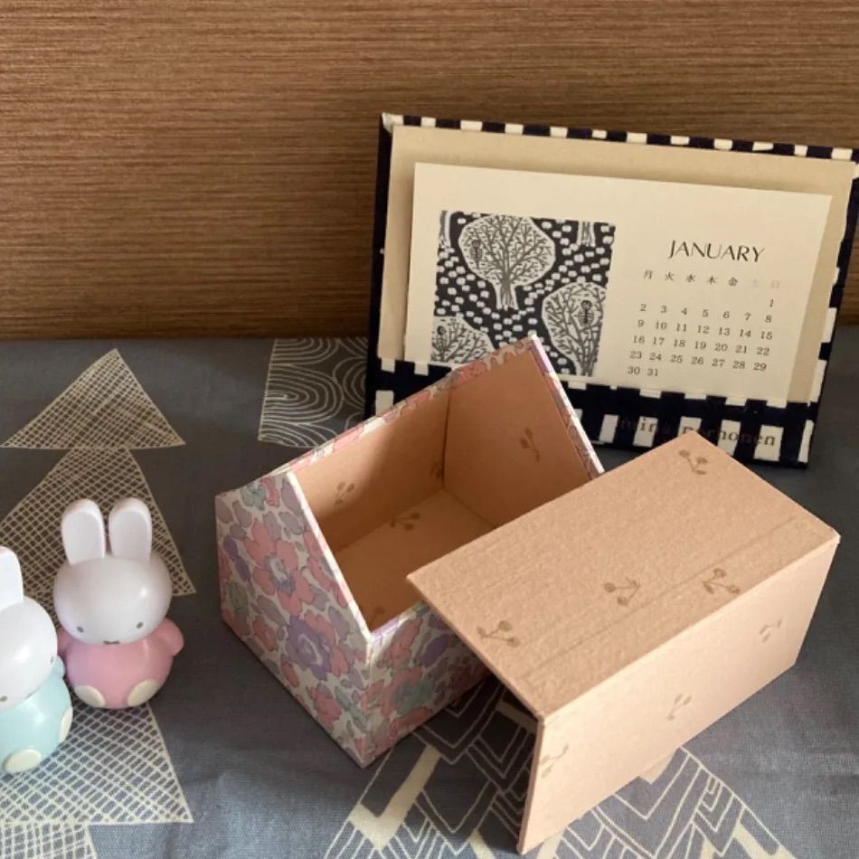 リバティで作るカルトナージュ　お家ボックス