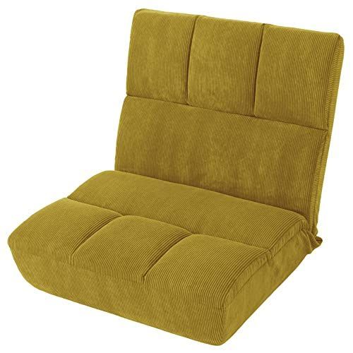 特大 包み込まれる コーデュロイイエロー ワイド 背部14段階リクライニング ポケットコイル 高反発 座椅子 A1115p-684YE セルタン