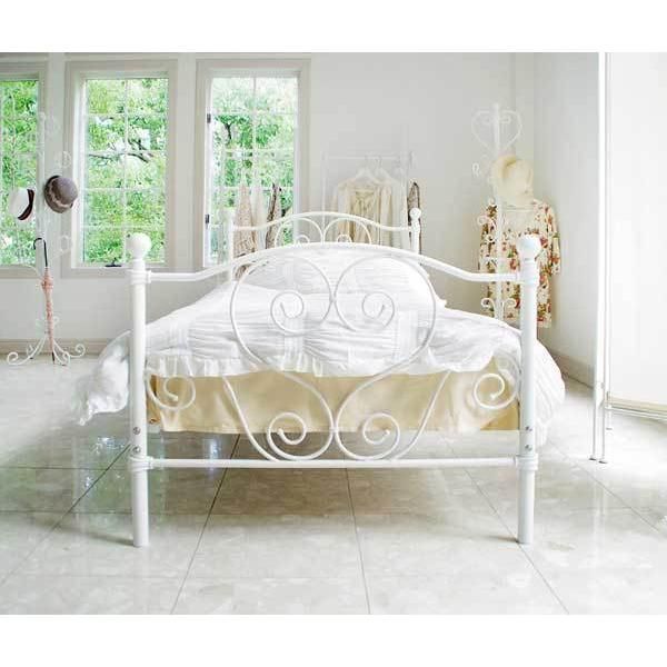 スチール製アイアンベッド（シングル／マットレス無し）／ホワイト