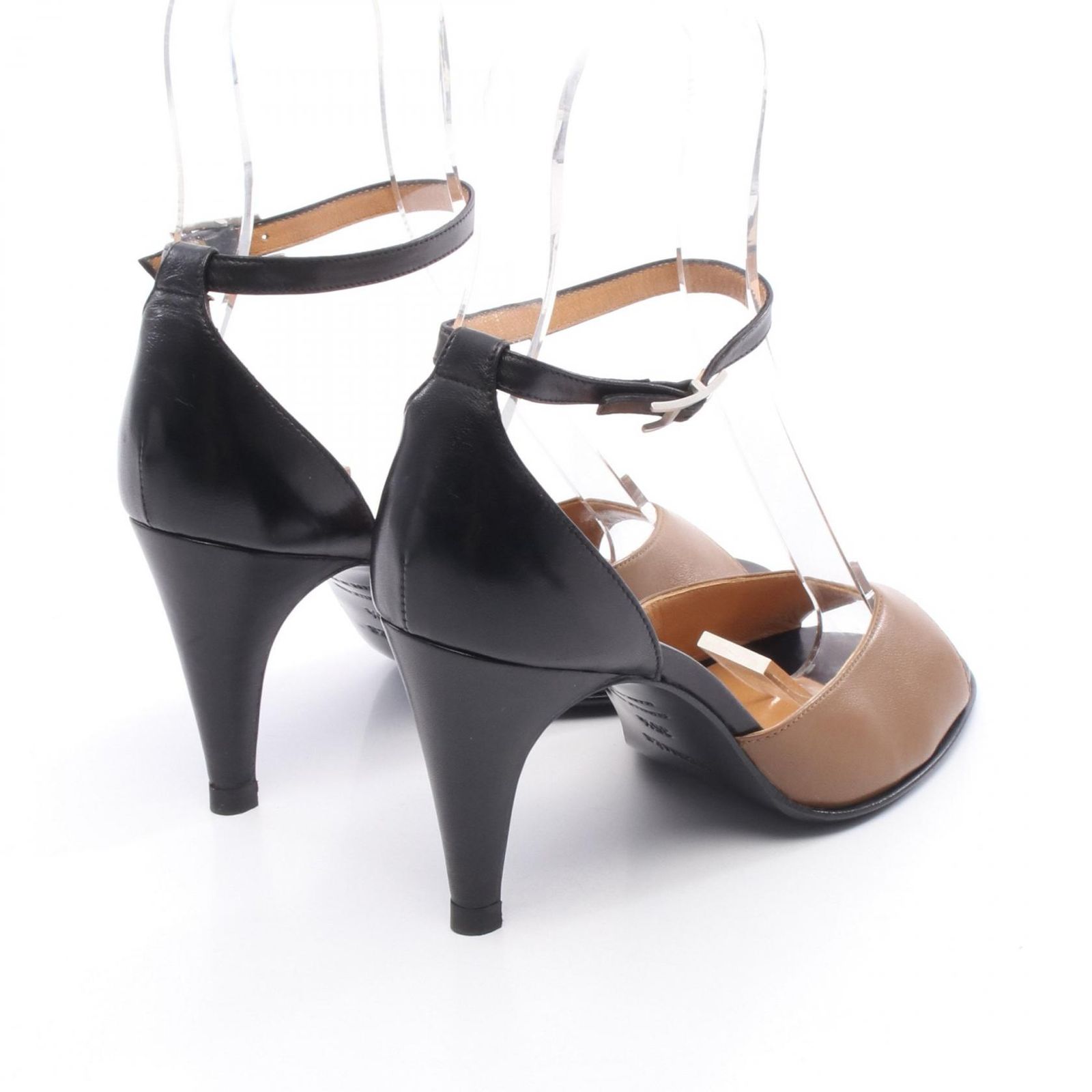 エルメス HERMES サンダル ブラック レザー サンダル ブラック ブラウン レディース Used B