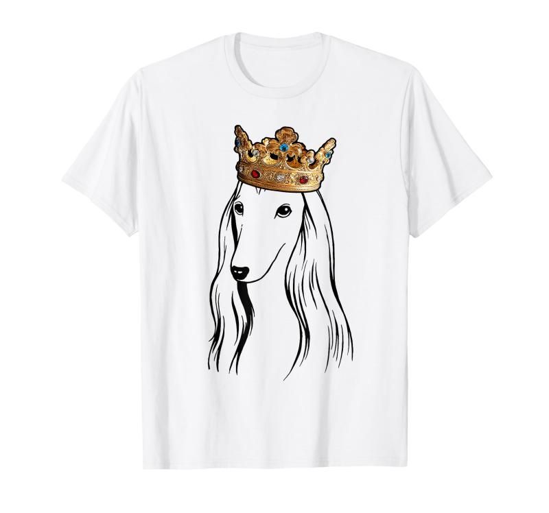 クラウンをかぶったアフガンハウンド犬 Tシャツ