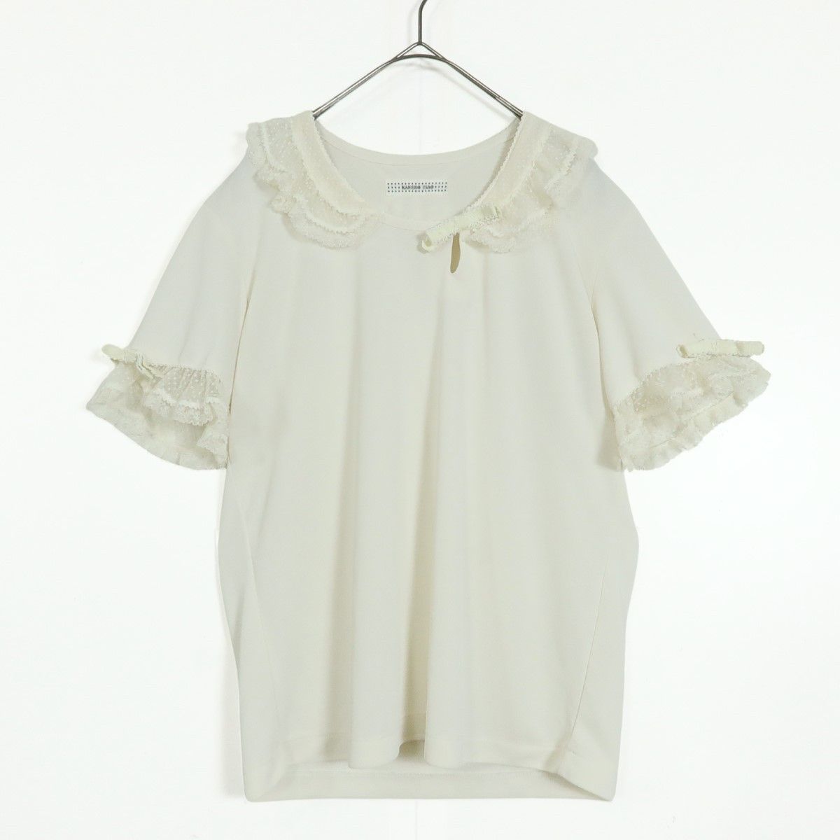 カネコイサオ チュールブラウス 美品】カネコイサオ☆チュールフリル使いブラウス 可愛いドット