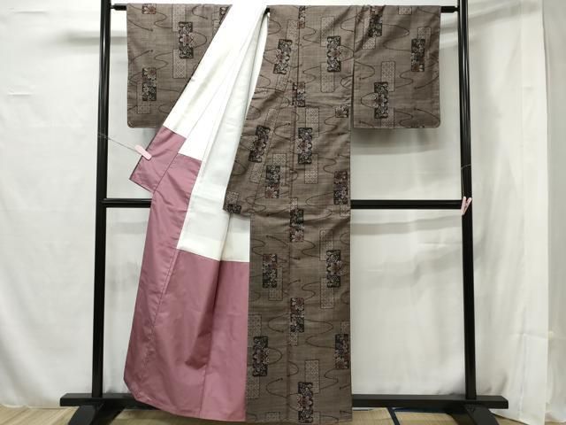 平和屋着物□本場大島紬 泥染め 亀甲吉祥花文 正絹 逸品