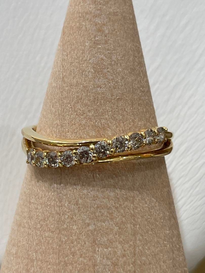 B080422)K18 YG リング ダイヤモンド0.05ct 約12号 K18ダイヤモンド