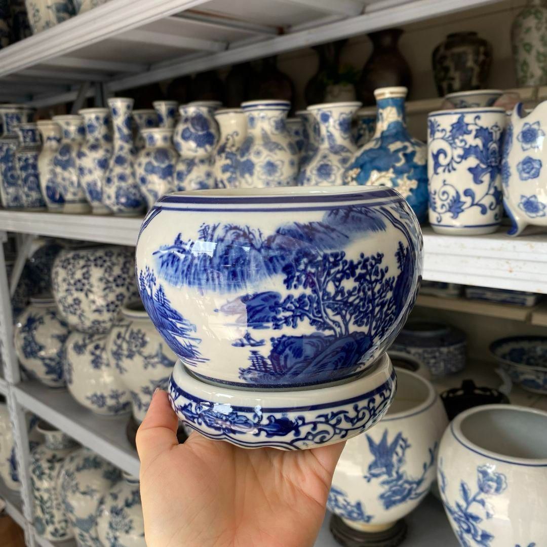 青磁丸い鉢 盆栽鉢 中国鉢 植木鉢 多肉植物鉢 小品盆栽鉢 山野草