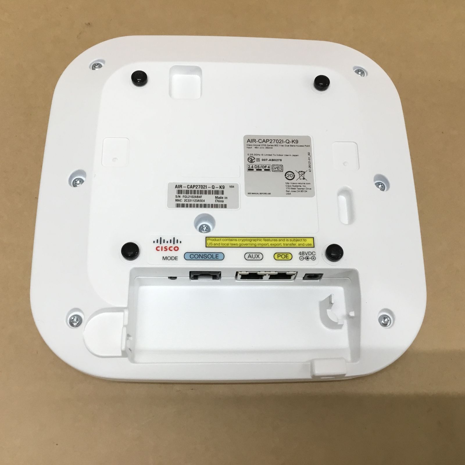 Cisco/シスコ アクセスポイント AIR-CAP2702I-Q-K9V04 初期化済 - メルカリ