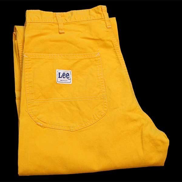 70s USA製 Leeリー コットン ペインターパンツ 黄 w33 L36☆ビンテージ 