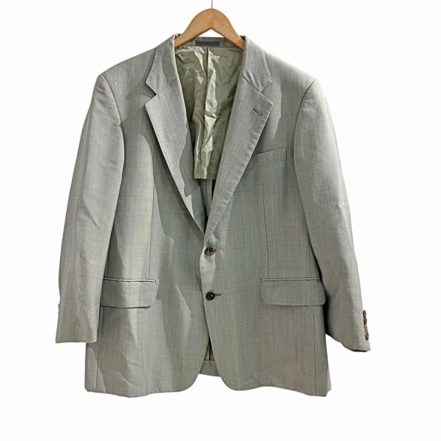 BURBERRY ウールフランネル2Bテーラードジャケット チェック グレー