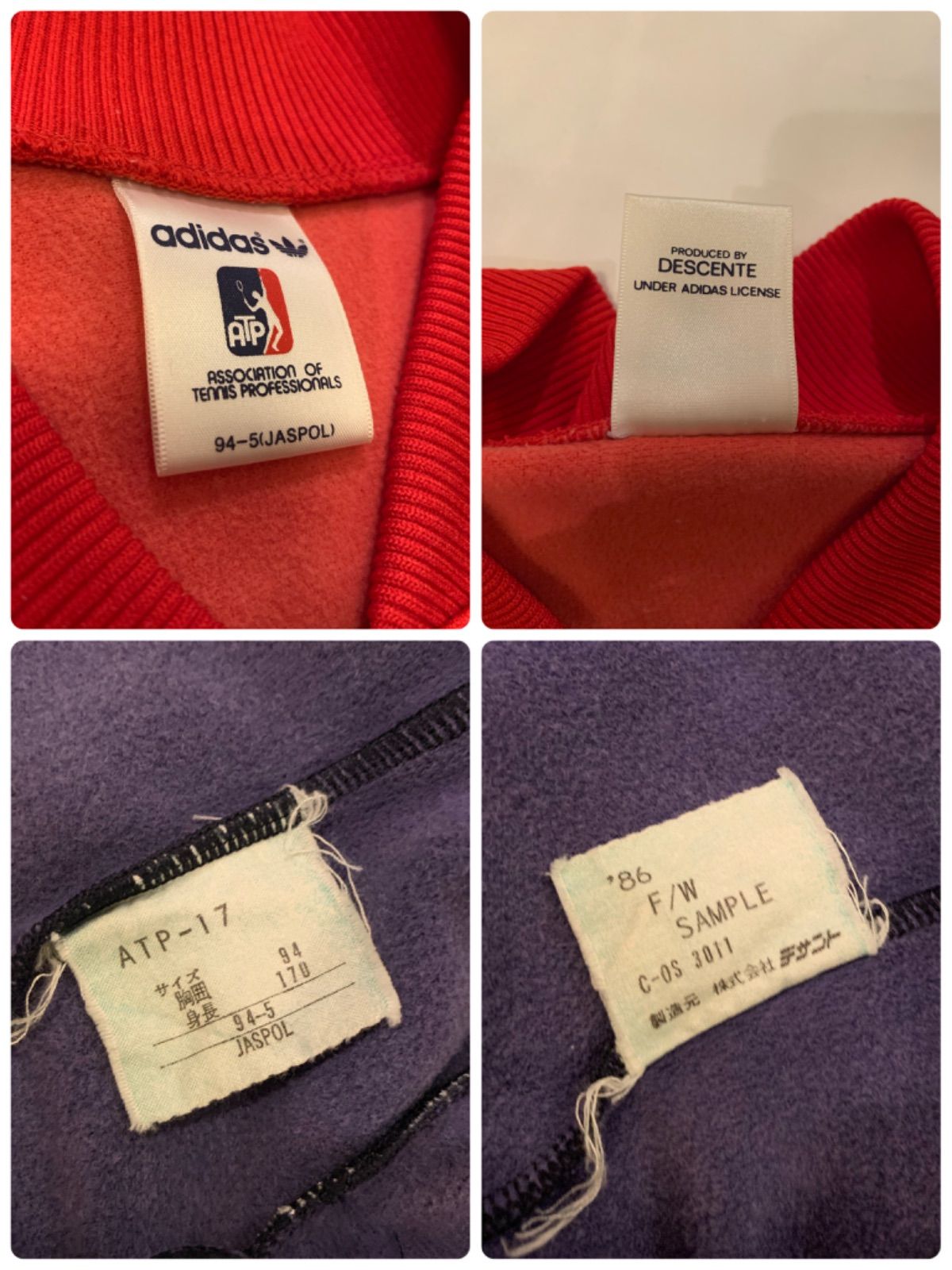 アディダス　テニスウェア　80s前半　デサント　セットアップ　激レア　ATP 70-80s Vintage adidas Ventex ATP Track Jacket L
