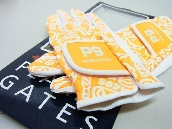 PEARLY GATES - PEARLY GATESパーリーゲイツ★タコス柄両手グローブ★SSオレンジ橙白 正規品☆PEARLY GATES パーリーゲイツ タコス柄両手グローブ☆SS