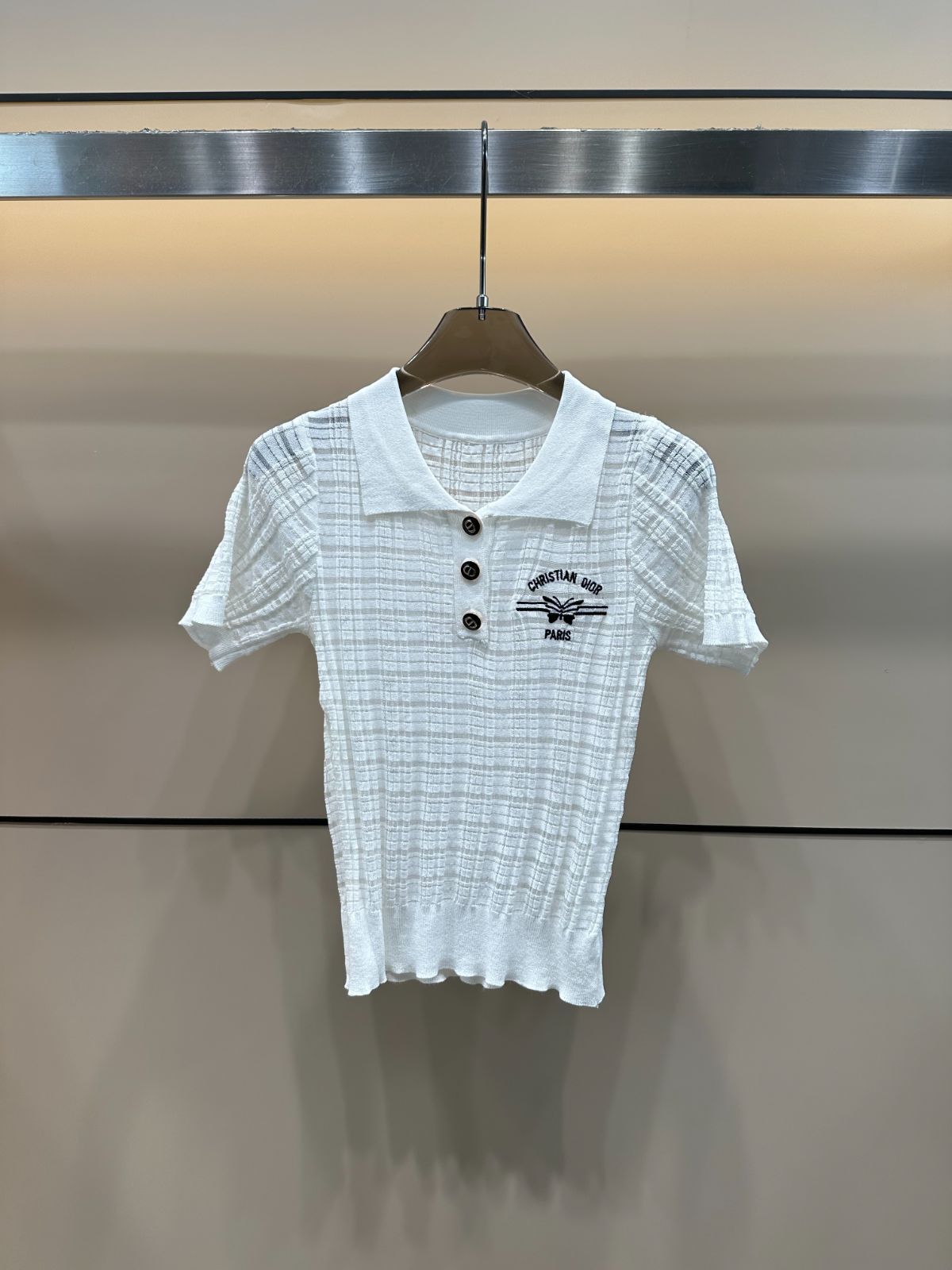 今日特価】Dior 25 夏季 刺繍レター カットアウト カラーニット T