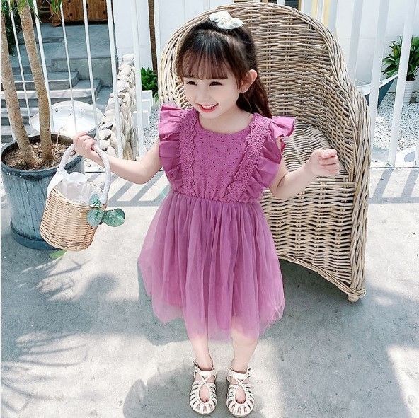 女の子 キッズ ドレス ワンピース 100 110 紫 パープル フォーマル