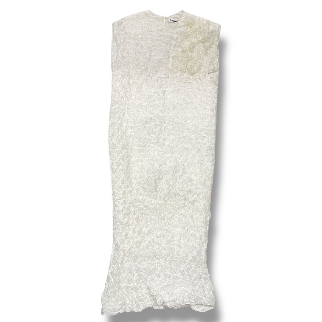 新品タグ付き✨ジルサンダー【38】ノースリーブワンピース シルク100％ 無地 JIL SANDER 国内正規 ジルサンダー JSCU501110 シルク/リネン混