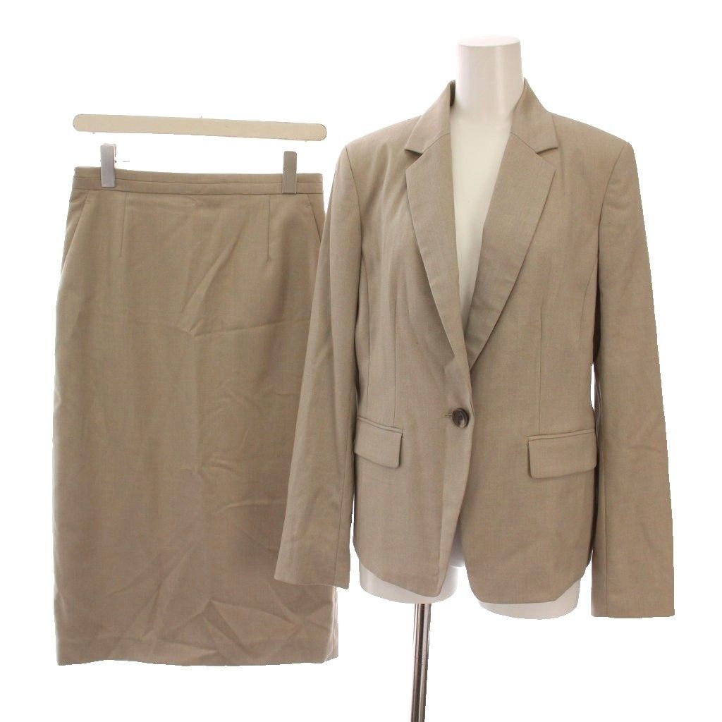 ボッシュ BOSCH 21AW スーツ セットアップ 上下 テーラードジャケット ひざ丈 スカート 38 ベージュ グレージュ 021-2150109 021-2120109 |YM