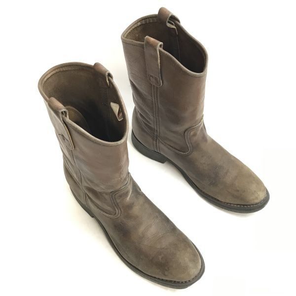 90s/USA製/羽タグRED WING/レッドウイング991/本革/ペコスブーツ【9D/26.5-27.0/茶】ウエスタン/Leather/Boots/shoessWB121-3u003csaleu003e