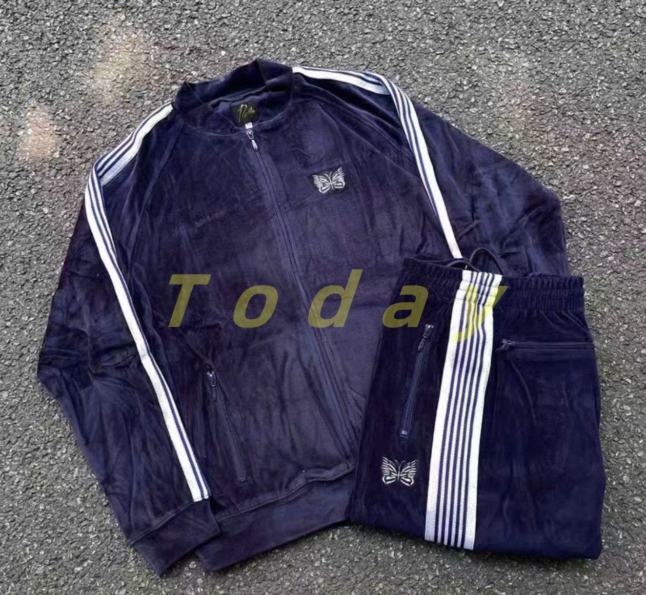 Needles ベロア セットアップ 上L 下M ブラックブルー